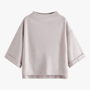 SweatyRocks Women's 3/4 Sleeve Mock Neck Basic Loose T-Shirt Elegant Top